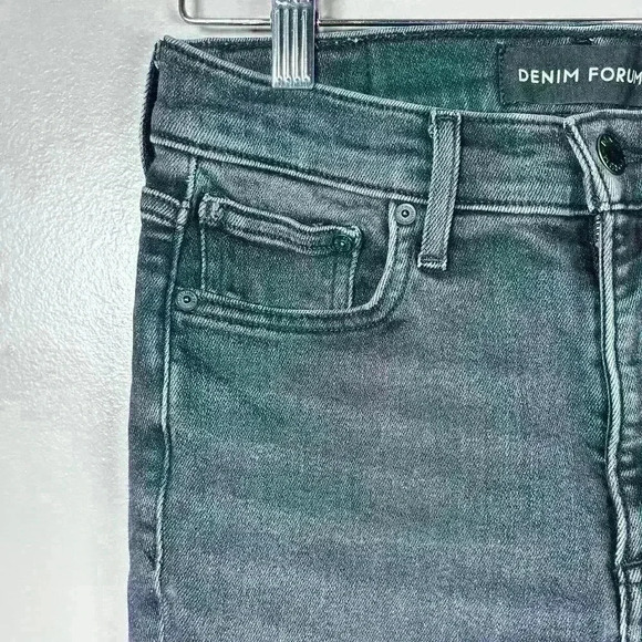 DENIM FORUM Black Vintage Wash Raw Hem Jeans Nico Midrise Skinny Crop 28 - Picture 3 of 10